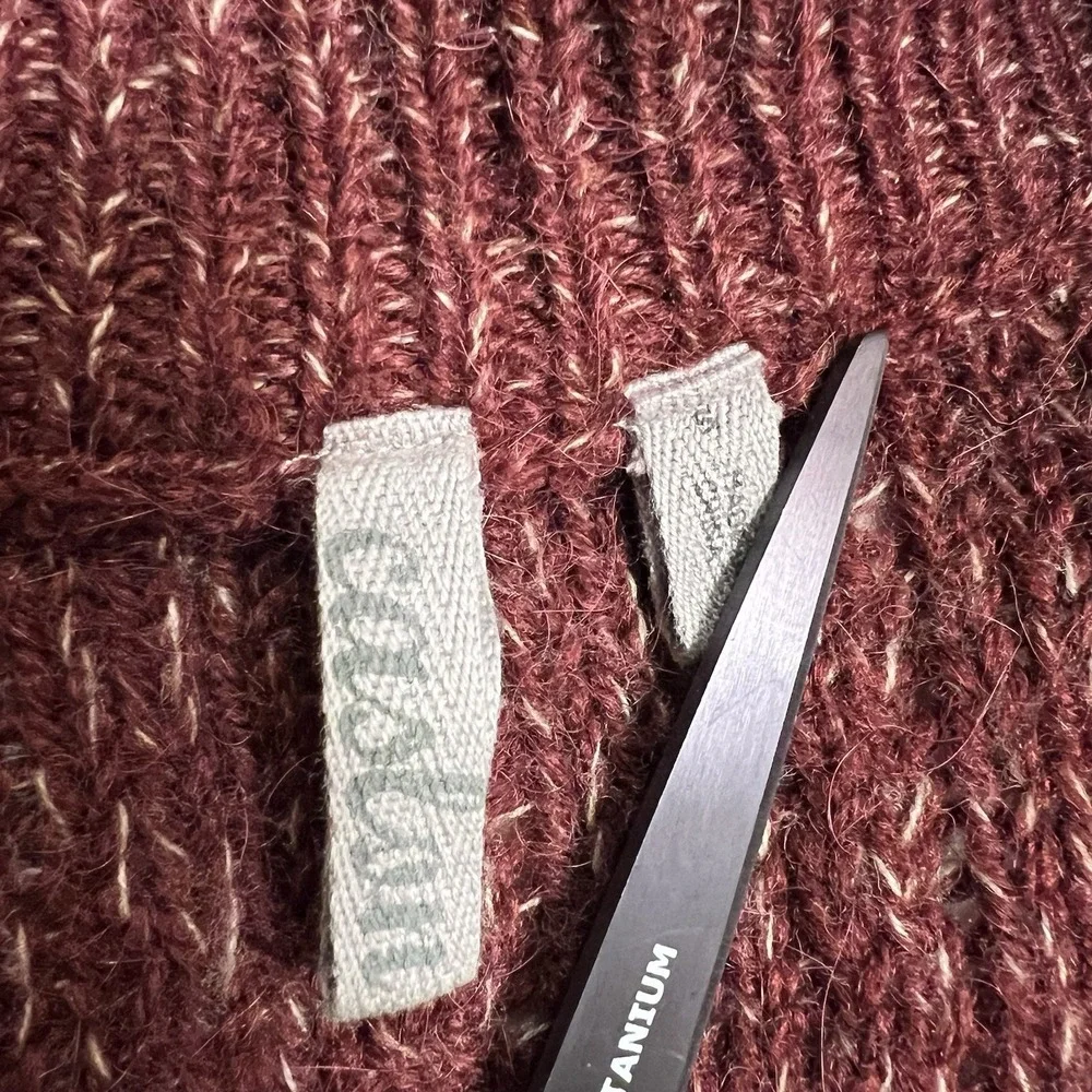 Caslon Alpaca Chunky Knit Peplum Sweater Womens 5 Bell Sleeve Mock Neck Burgundy - Picture 11 of 16